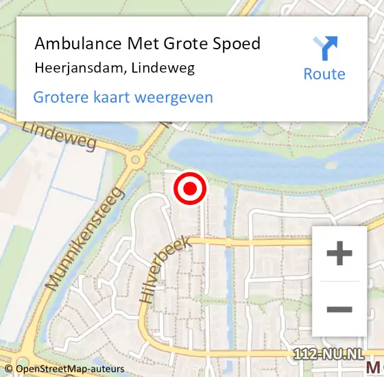 Locatie op kaart van de 112 melding: Ambulance Met Grote Spoed Naar Heerjansdam, Lindeweg op 22 december 2023 17:16