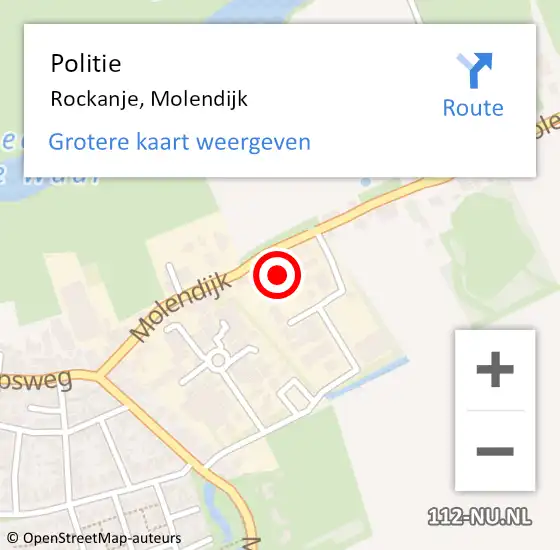 Locatie op kaart van de 112 melding: Politie Rockanje, Molendijk op 22 december 2023 17:35