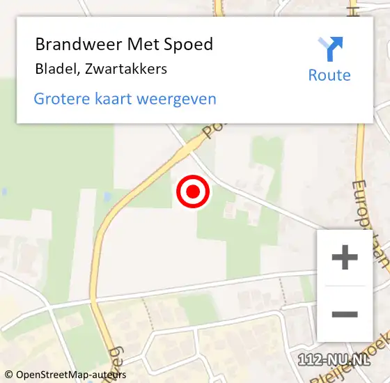 Locatie op kaart van de 112 melding: Brandweer Met Spoed Naar Bladel, Zwartakkers op 22 december 2023 17:46