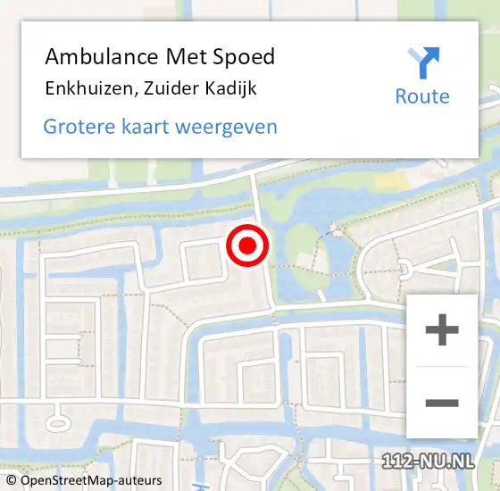 Locatie op kaart van de 112 melding: Ambulance Met Spoed Naar Enkhuizen, Zuider Kadijk op 22 december 2023 17:47