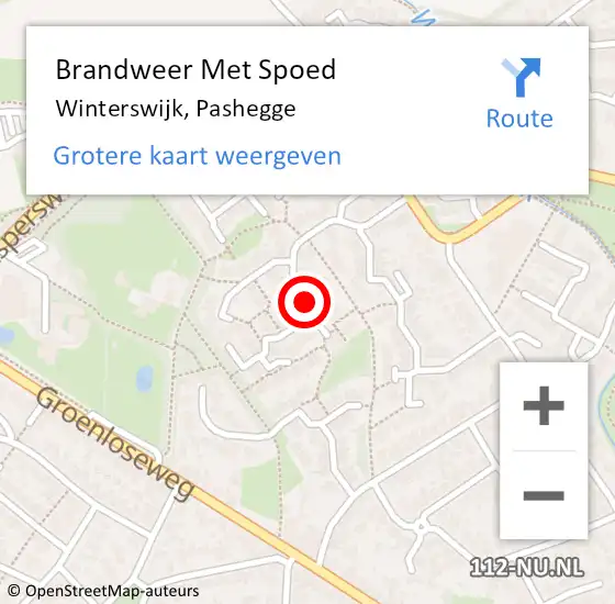 Locatie op kaart van de 112 melding: Brandweer Met Spoed Naar Winterswijk, Pashegge op 22 december 2023 18:00