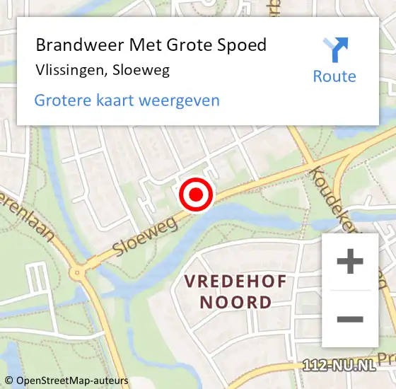 Locatie op kaart van de 112 melding: Brandweer Met Grote Spoed Naar Vlissingen, Sloeweg op 22 december 2023 18:03