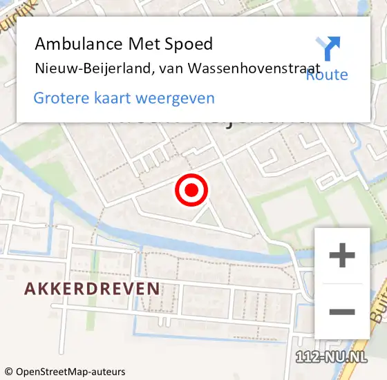 Locatie op kaart van de 112 melding: Ambulance Met Spoed Naar Nieuw-Beijerland, van Wassenhovenstraat op 22 december 2023 18:04