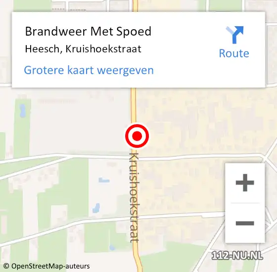 Locatie op kaart van de 112 melding: Brandweer Met Spoed Naar Heesch, Kruishoekstraat op 22 december 2023 18:13