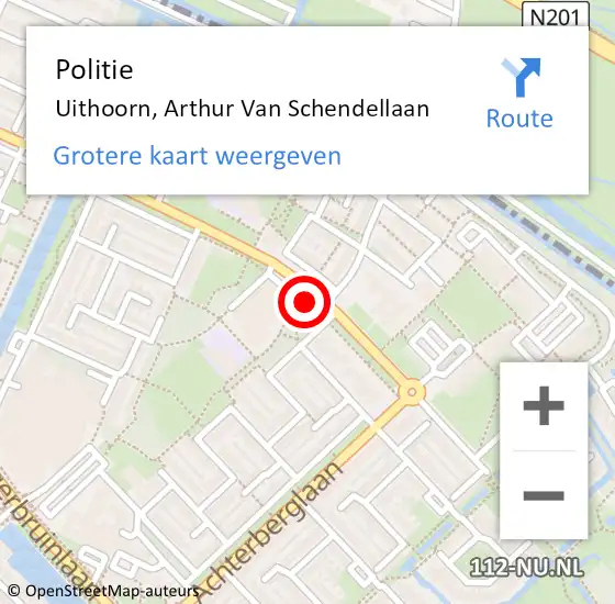 Locatie op kaart van de 112 melding: Politie Uithoorn, Arthur Van Schendellaan op 9 september 2013 16:14