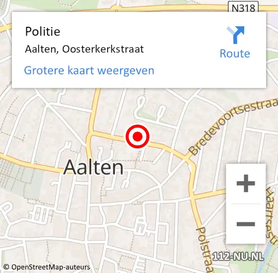 Locatie op kaart van de 112 melding: Politie Aalten, Oosterkerkstraat op 22 december 2023 19:18