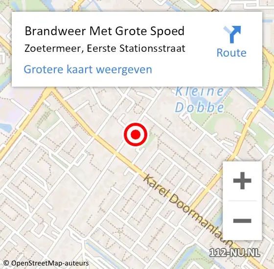 Locatie op kaart van de 112 melding: Brandweer Met Grote Spoed Naar Zoetermeer, Eerste Stationsstraat op 22 december 2023 19:24