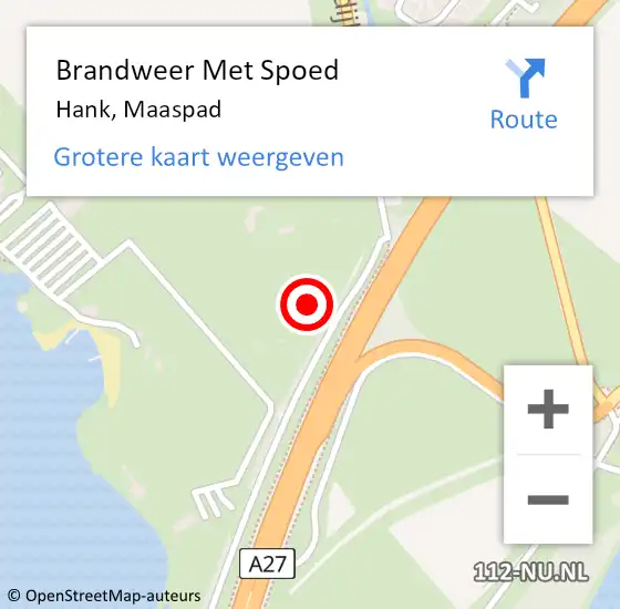 Locatie op kaart van de 112 melding: Brandweer Met Spoed Naar Hank, Maaspad op 22 december 2023 19:33