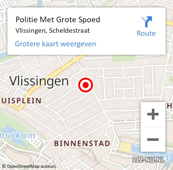 Locatie op kaart van de 112 melding: Politie Met Grote Spoed Naar Vlissingen, Scheldestraat op 22 december 2023 19:44