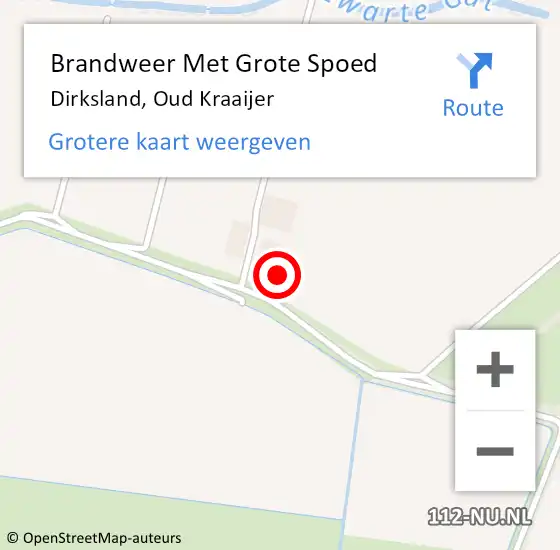 Locatie op kaart van de 112 melding: Brandweer Met Grote Spoed Naar Dirksland, Oud Kraaijer op 22 december 2023 20:09