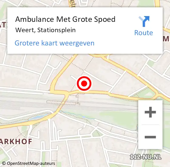 Locatie op kaart van de 112 melding: Ambulance Met Grote Spoed Naar Weert, Stationsplein op 22 december 2023 20:16