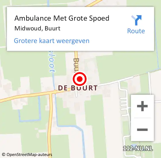 Locatie op kaart van de 112 melding: Ambulance Met Grote Spoed Naar Midwoud, Buurt op 22 december 2023 20:18