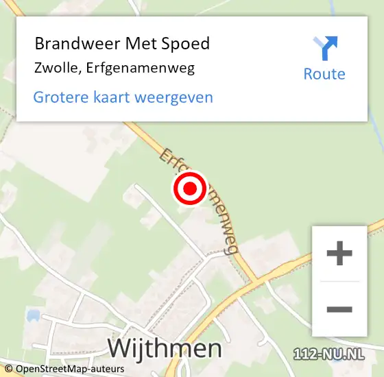 Locatie op kaart van de 112 melding: Brandweer Met Spoed Naar Zwolle, Erfgenamenweg op 22 december 2023 20:37