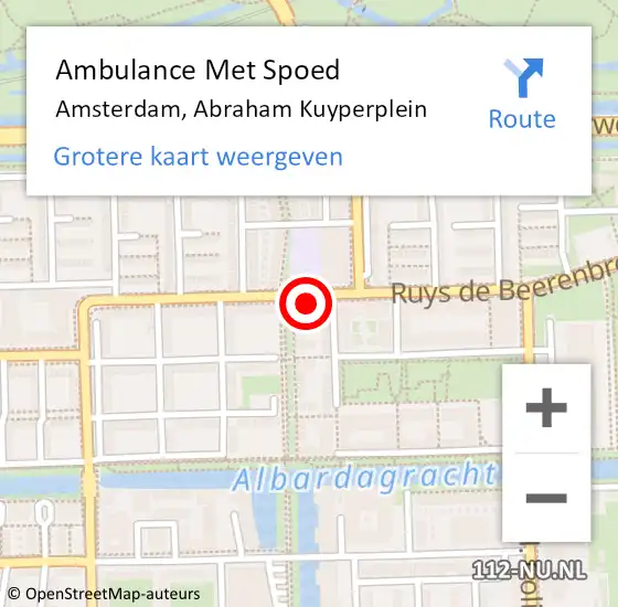 Locatie op kaart van de 112 melding: Ambulance Met Spoed Naar Amsterdam, Abraham Kuyperplein op 22 december 2023 20:39