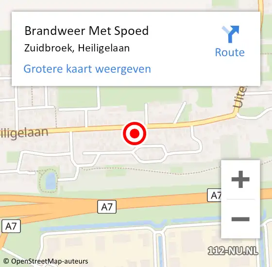 Locatie op kaart van de 112 melding: Brandweer Met Spoed Naar Zuidbroek, Heiligelaan op 22 december 2023 21:02