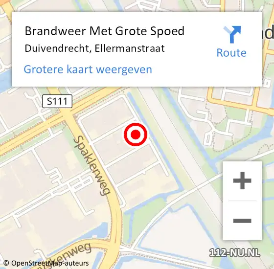 Locatie op kaart van de 112 melding: Brandweer Met Grote Spoed Naar Duivendrecht, Ellermanstraat op 22 december 2023 21:03