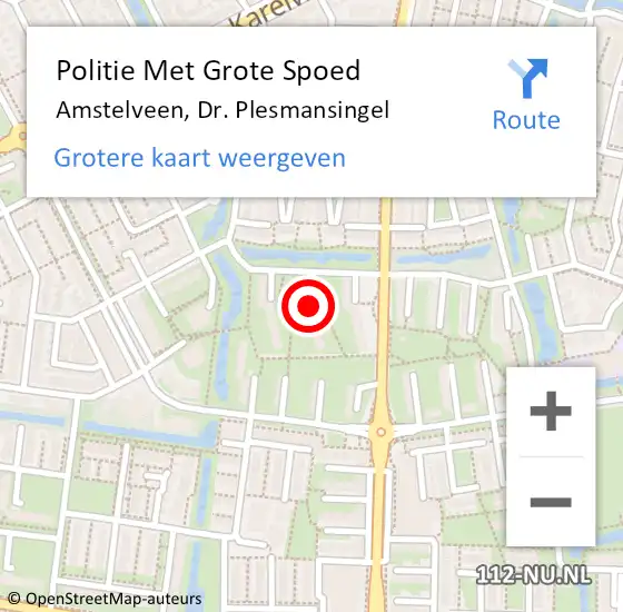 Locatie op kaart van de 112 melding: Politie Met Grote Spoed Naar Amstelveen, Dr. Plesmansingel op 22 december 2023 21:07