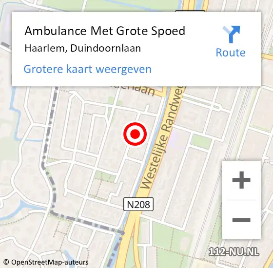 Locatie op kaart van de 112 melding: Ambulance Met Grote Spoed Naar Haarlem, Duindoornlaan op 22 december 2023 21:13