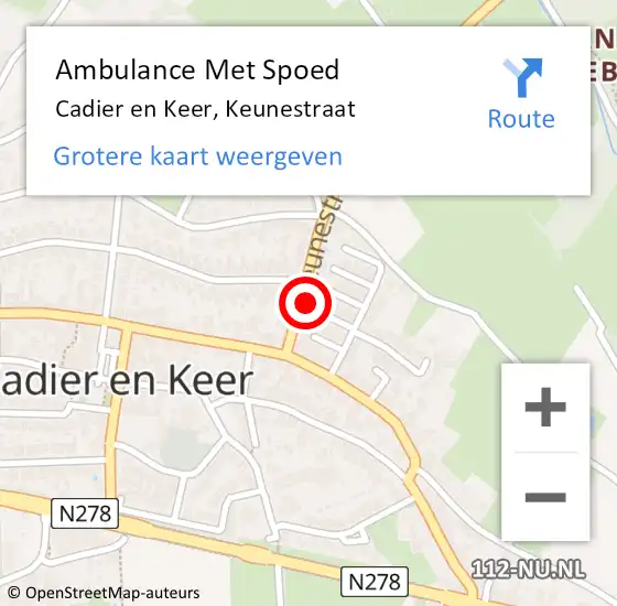 Locatie op kaart van de 112 melding: Ambulance Met Spoed Naar Cadier en Keer, Keunestraat op 19 september 2014 12:44