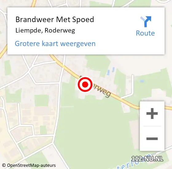 Locatie op kaart van de 112 melding: Brandweer Met Spoed Naar Liempde, Roderweg op 22 december 2023 22:19