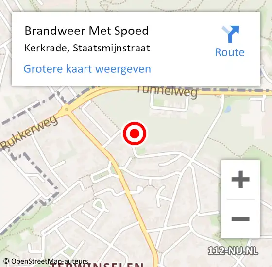 Locatie op kaart van de 112 melding: Brandweer Met Spoed Naar Kerkrade, Staatsmijnstraat op 22 december 2023 22:23