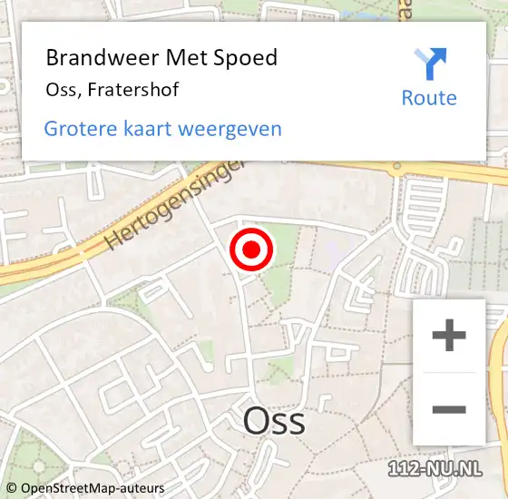 Locatie op kaart van de 112 melding: Brandweer Met Spoed Naar Oss, Fratershof op 22 december 2023 22:36