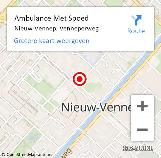 Locatie op kaart van de 112 melding: Ambulance Met Spoed Naar Nieuw-Vennep, Venneperweg op 22 december 2023 22:44