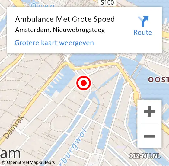 Locatie op kaart van de 112 melding: Ambulance Met Grote Spoed Naar Amsterdam, Nieuwebrugsteeg op 22 december 2023 23:23