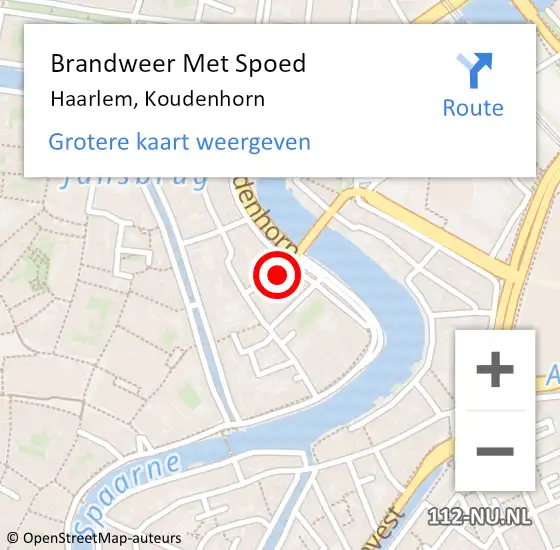 Locatie op kaart van de 112 melding: Brandweer Met Spoed Naar Haarlem, Koudenhorn op 22 december 2023 23:30