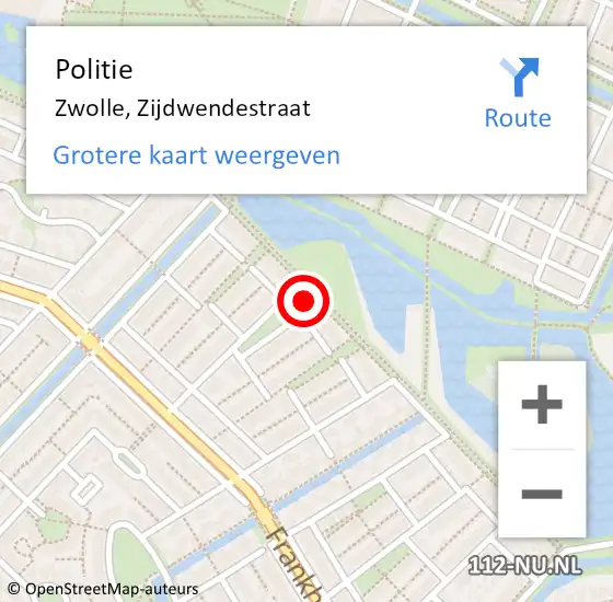 Locatie op kaart van de 112 melding: Politie Zwolle, Zijdwendestraat op 22 december 2023 23:34