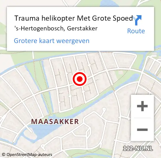 Locatie op kaart van de 112 melding: Trauma helikopter Met Grote Spoed Naar 's-Hertogenbosch, Gerstakker op 23 december 2023 00:14