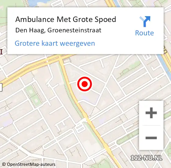 Locatie op kaart van de 112 melding: Ambulance Met Grote Spoed Naar Den Haag, Groenesteinstraat op 23 december 2023 00:26