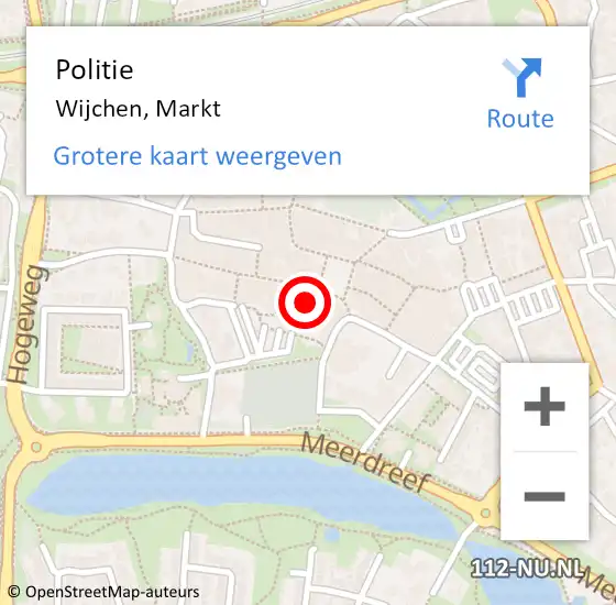 Locatie op kaart van de 112 melding: Politie Wijchen, Markt op 23 december 2023 01:24