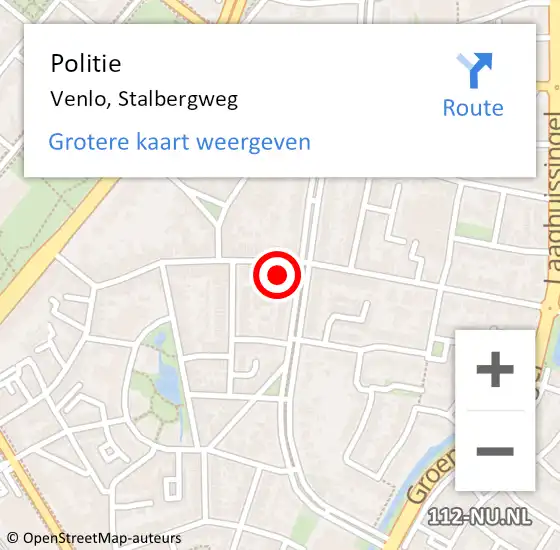Locatie op kaart van de 112 melding: Politie Venlo, Stalbergweg op 23 december 2023 01:53
