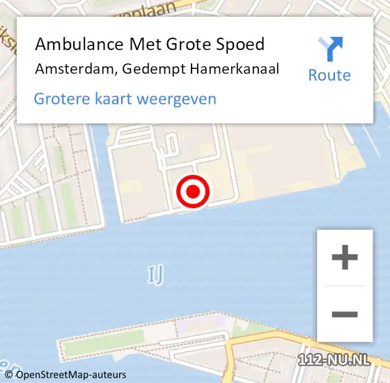 Locatie op kaart van de 112 melding: Ambulance Met Grote Spoed Naar Amsterdam, Gedempt Hamerkanaal op 23 december 2023 02:43