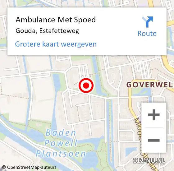 Locatie op kaart van de 112 melding: Ambulance Met Spoed Naar Gouda, Estafetteweg op 23 december 2023 02:43