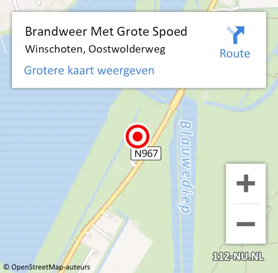 Locatie op kaart van de 112 melding: Brandweer Met Grote Spoed Naar Winschoten, Oostwolderweg op 23 december 2023 02:44