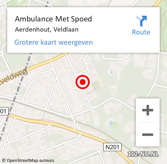 Locatie op kaart van de 112 melding: Ambulance Met Spoed Naar Aerdenhout, Veldlaan op 23 december 2023 03:14