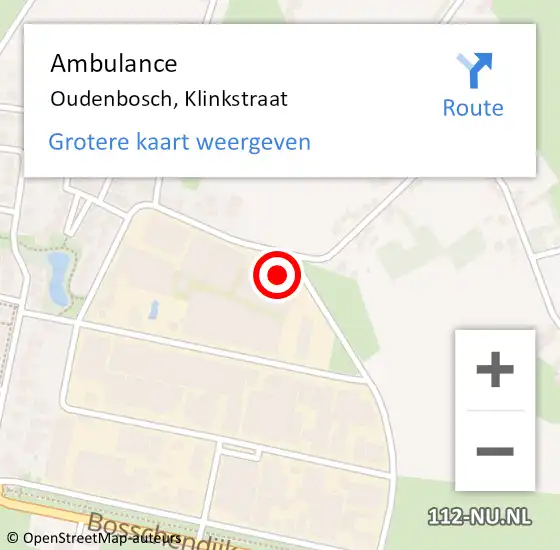 Locatie op kaart van de 112 melding: Ambulance Oudenbosch, Klinkstraat op 19 september 2014 13:06