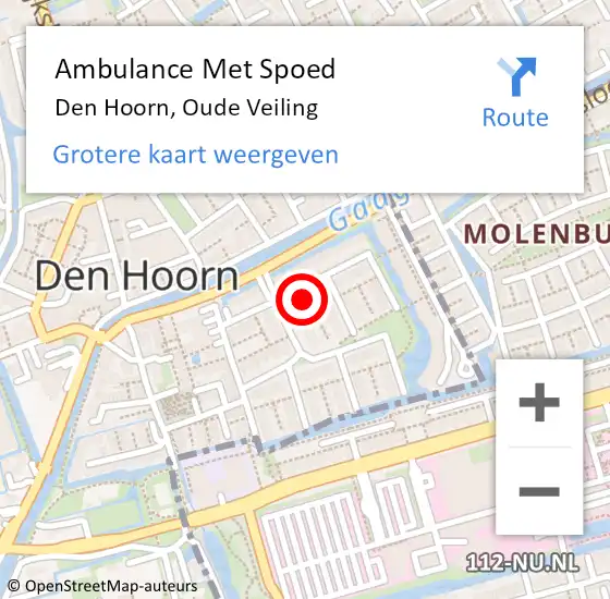 Locatie op kaart van de 112 melding: Ambulance Met Spoed Naar Den Hoorn, Oude Veiling op 23 december 2023 04:33
