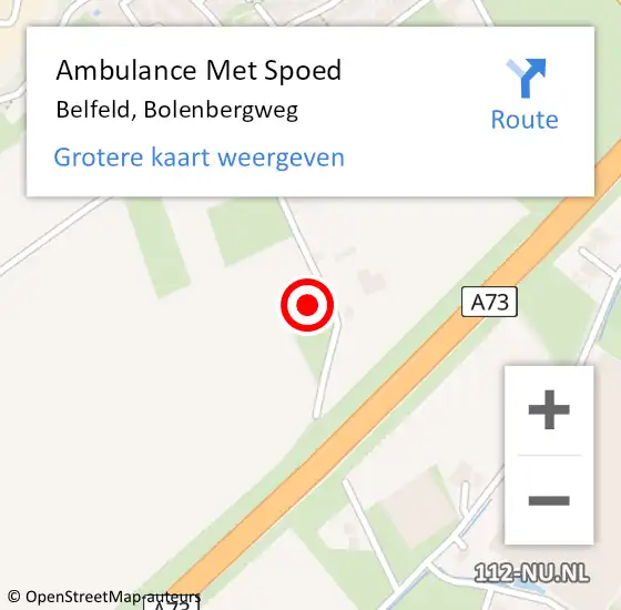 Locatie op kaart van de 112 melding: Ambulance Met Spoed Naar Belfeld, Bolenbergweg op 23 december 2023 04:54