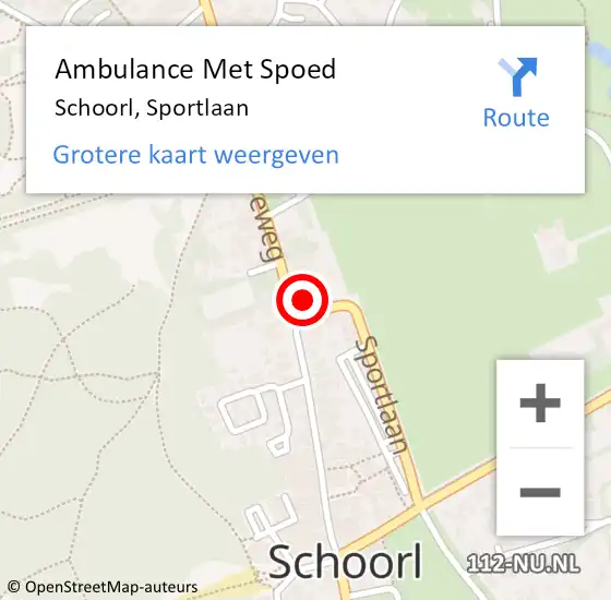 Locatie op kaart van de 112 melding: Ambulance Met Spoed Naar Schoorl, Sportlaan op 23 december 2023 05:37