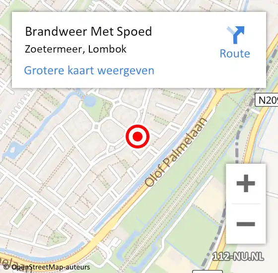 Locatie op kaart van de 112 melding: Brandweer Met Spoed Naar Zoetermeer, Lombok op 23 december 2023 05:52