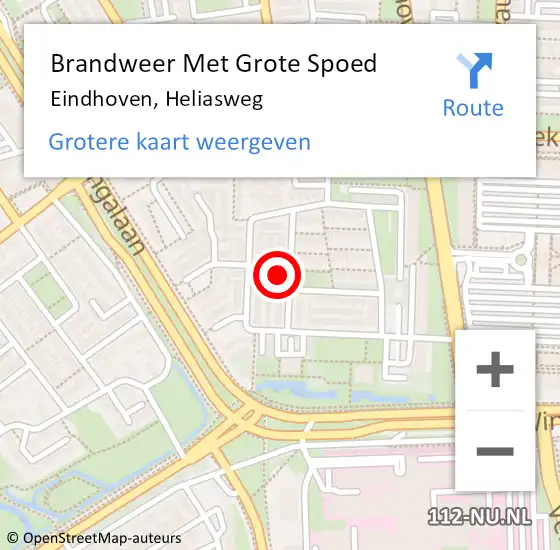 Locatie op kaart van de 112 melding: Brandweer Met Grote Spoed Naar Eindhoven, Heliasweg op 23 december 2023 06:34