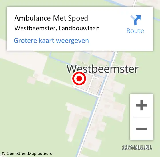 Locatie op kaart van de 112 melding: Ambulance Met Spoed Naar Westbeemster, Landbouwlaan op 23 december 2023 07:14