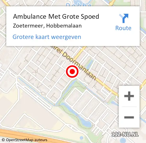 Locatie op kaart van de 112 melding: Ambulance Met Grote Spoed Naar Zoetermeer, Hobbemalaan op 23 december 2023 07:22