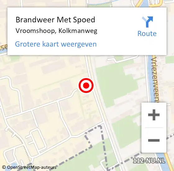 Locatie op kaart van de 112 melding: Brandweer Met Spoed Naar Vroomshoop, Kolkmanweg op 23 december 2023 07:56