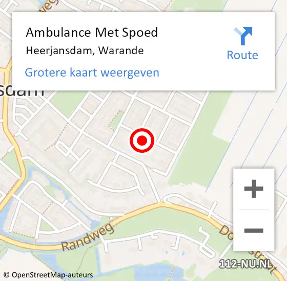 Locatie op kaart van de 112 melding: Ambulance Met Spoed Naar Heerjansdam, Warande op 23 december 2023 08:12