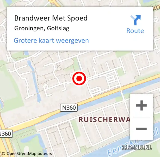Locatie op kaart van de 112 melding: Brandweer Met Spoed Naar Groningen, Golfslag op 23 december 2023 08:18