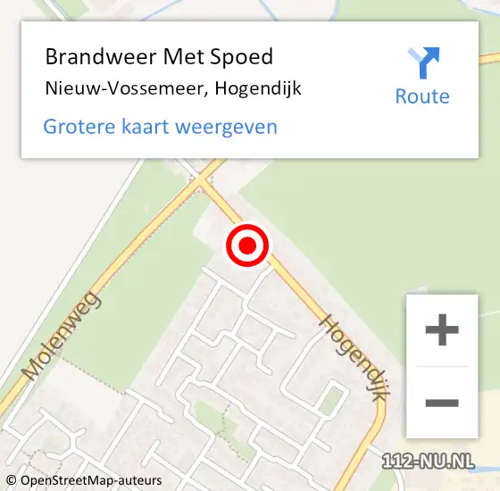 Locatie op kaart van de 112 melding: Brandweer Met Spoed Naar Nieuw-Vossemeer, Hogendijk op 23 december 2023 08:20